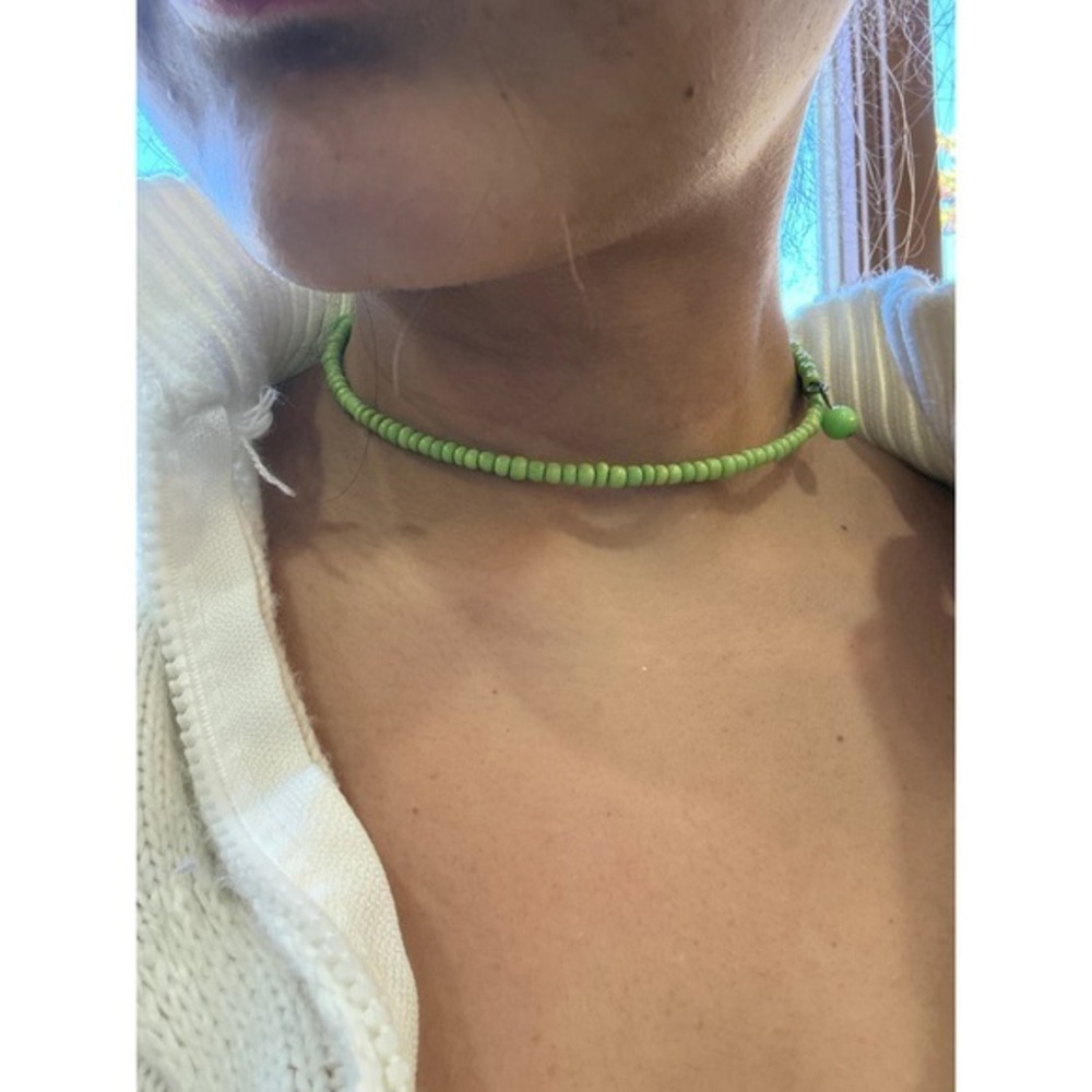 1-Beaded Wrap Bracelet Womens OS Lime Green Excellent Boho Coil Seed Bea
